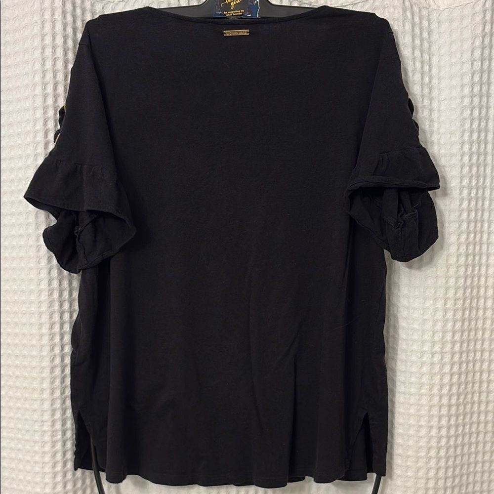 Michael Kors Black Top with Gold Accents Size 1X - Picture 5 of 5